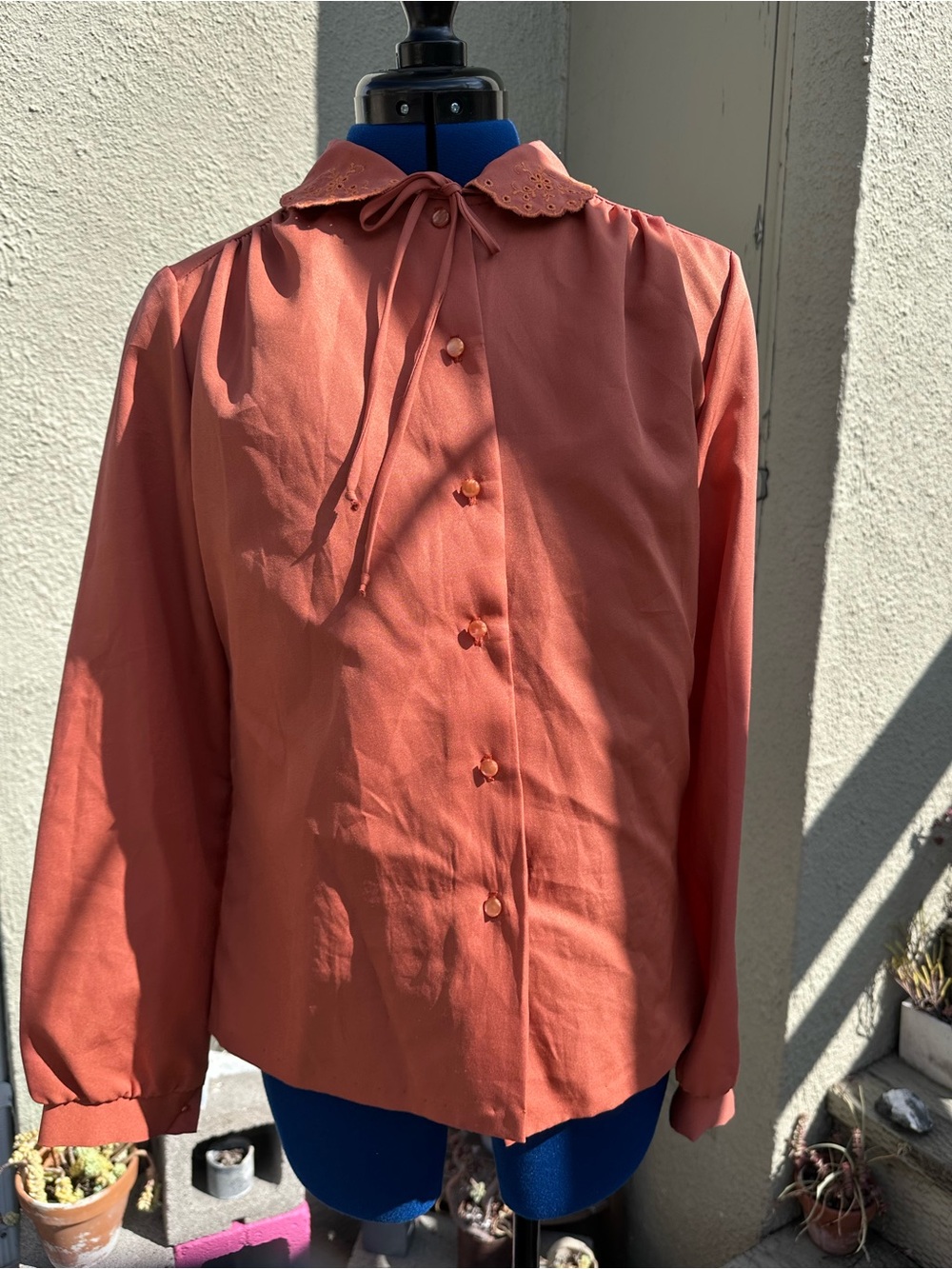 Vintage Prairie Rust Tie-Neck Blouse